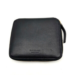 Deadstock Everlane 'Square Zip' Black Genuine Leather Unisex Wallet 4.5x4"